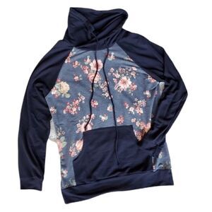7TH RAY Floral Cowl Neck Hoodie